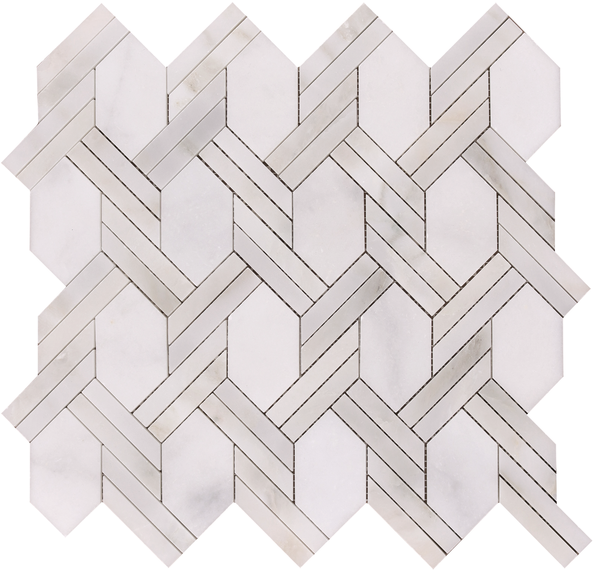 Afyon White & Calacatta Vida Braid Basketweave Honed Mosaic Building Materials 