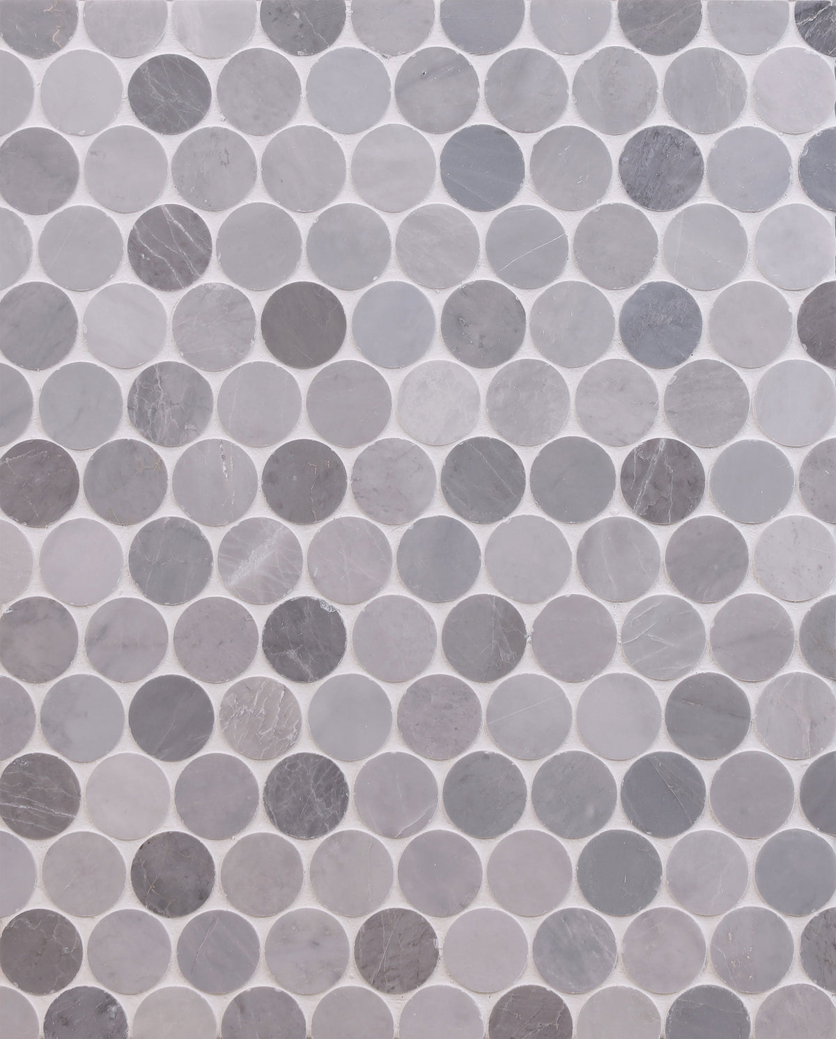 Ice Grey & Earth Grey Penny Round Honed Mosaic
