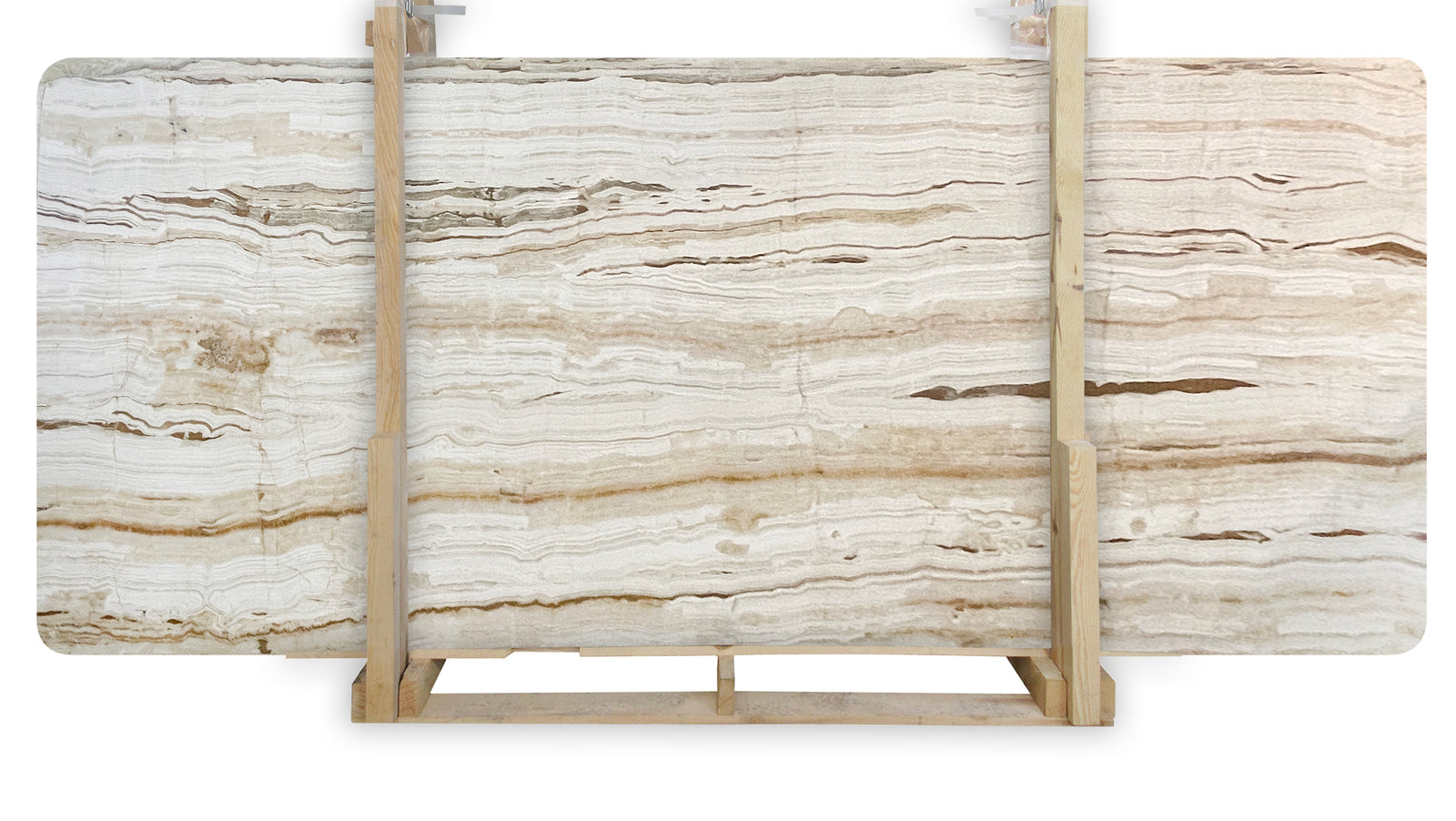 Cream Linear Onyx Polished 2CM Slab # D1097 Building Materials 