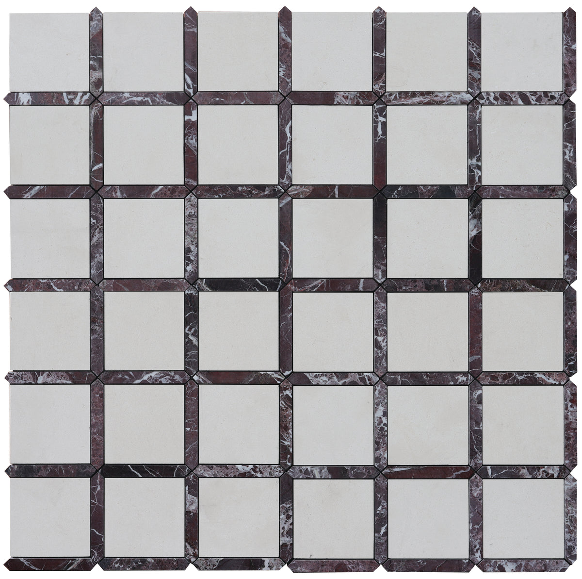 Rosso Levanto & Simena Venetian Picket Honed Mosaic