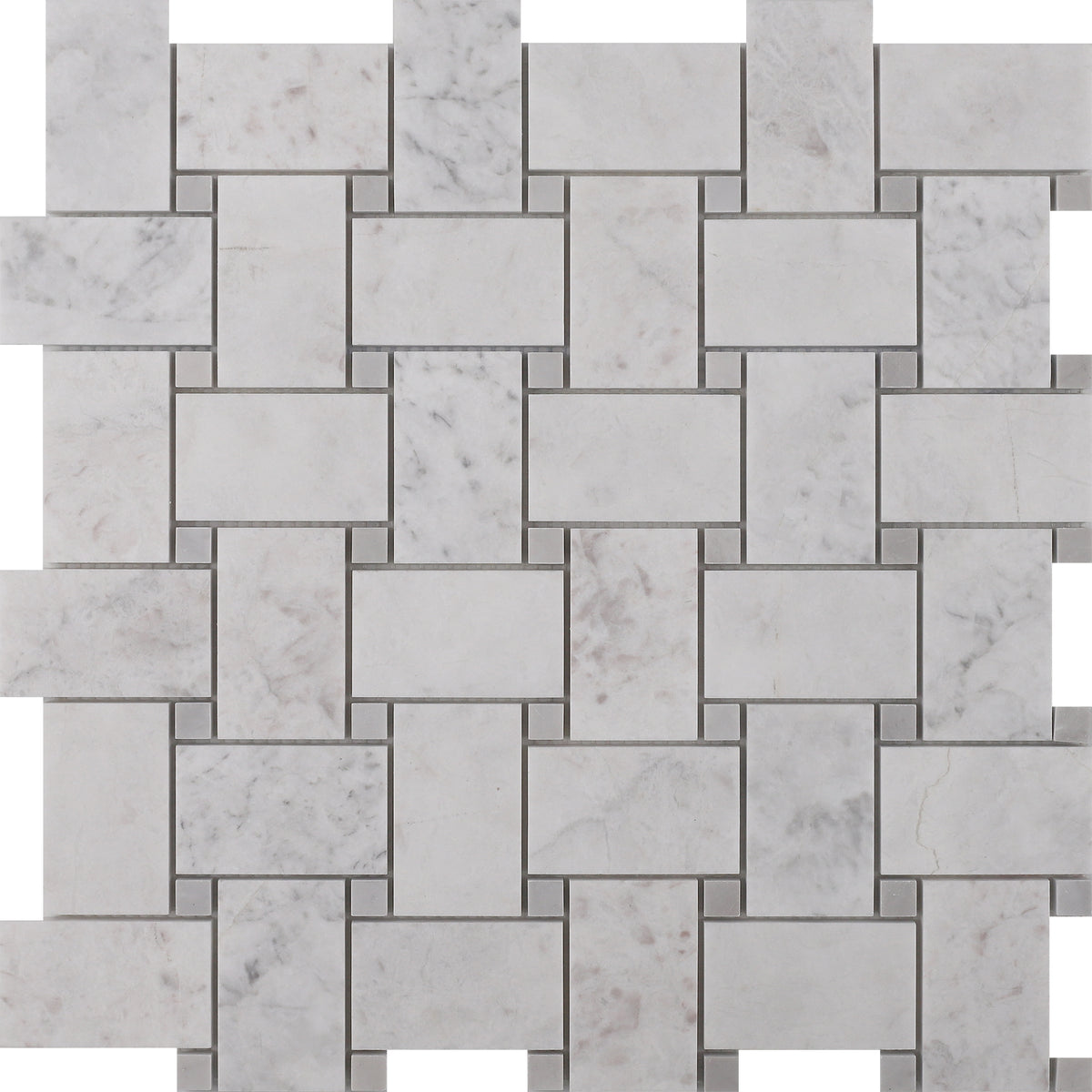 Ice Grey & Elegantia Large Basketweave Honed Mosaic