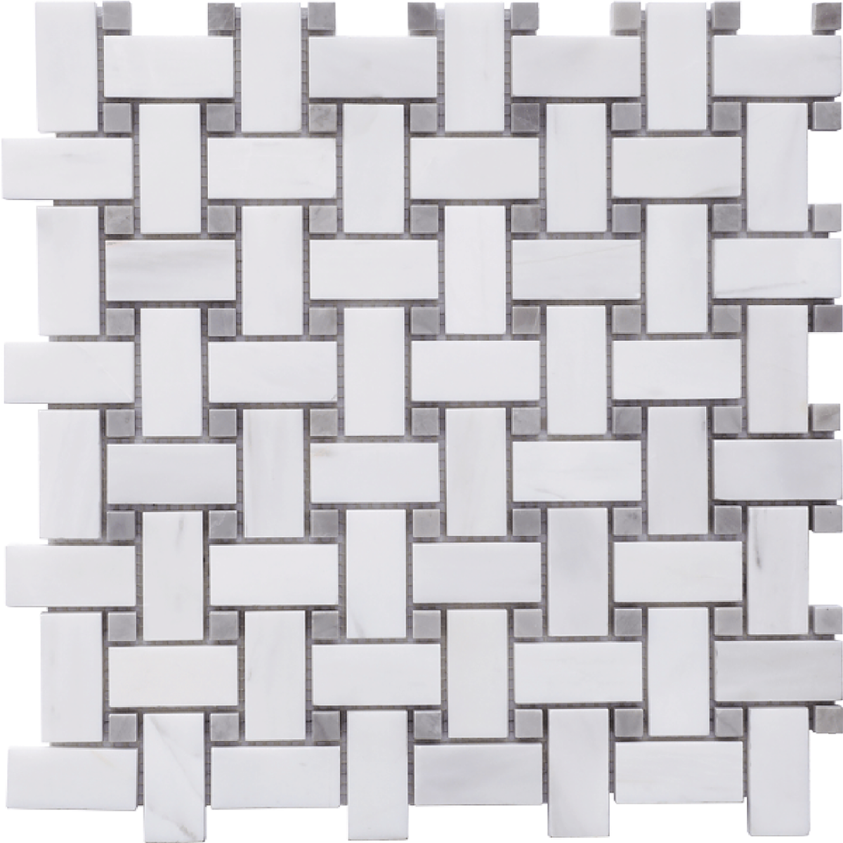 Glacier White & Ice Grey Basketweave Polished Mosaic