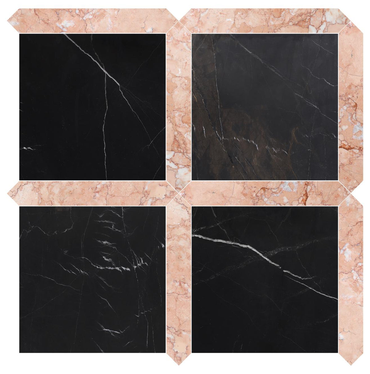 Black Silk Honed 12&#39;&#39; x 12&#39;&#39;  x 3/8&#39;&#39; Field Tile &amp; Bellini Honed Picket 2&#39;&#39;x12&#39;&#39; 3/8&#39;&#39; Field Tile | Picket Square