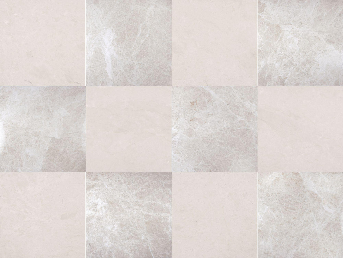 Crema Ella Honed &amp; Vanillish Pearl Honed 18&#39;&#39; x 18&#39;&#39;  x 5/8&#39;&#39; Checker Board Field Tile