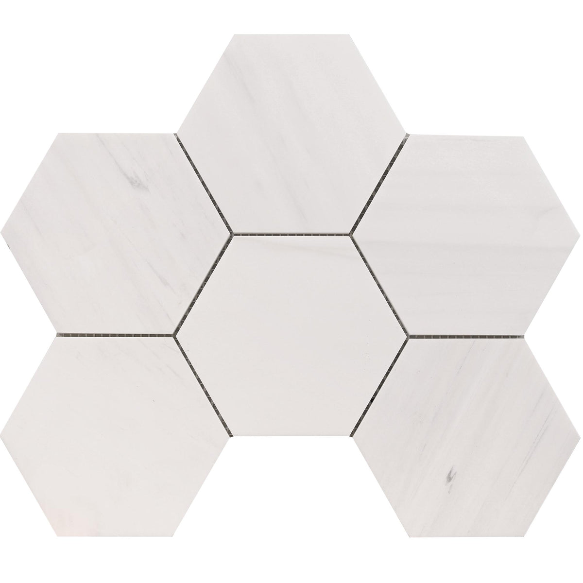 Glacier White Hexagon 5&#39;&#39; Honed Mosaic