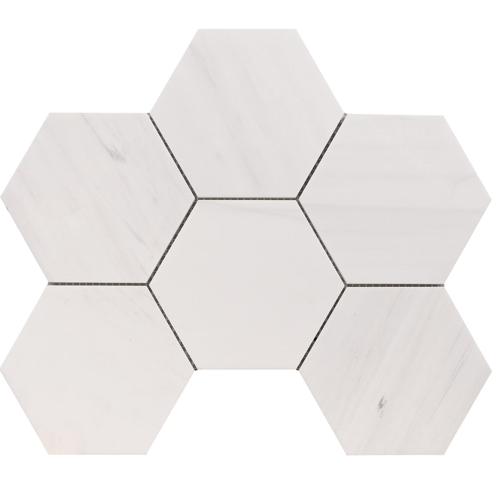 Glacier White Hexagon 5'' Honed Mosaic Mosaic 