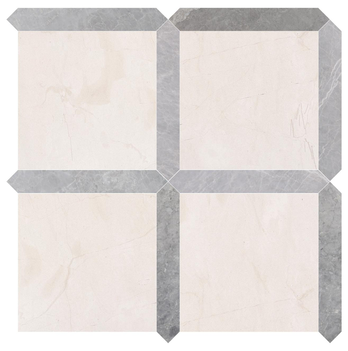 Aero Cream Honed 12&#39;&#39; x 12&#39;&#39;  x 3/8&#39;&#39; Field Tile &amp; Earth Grey Honed Picket 2&#39;&#39;x12&#39;&#39; 3/8&#39;&#39; Field Tile | Picket Square