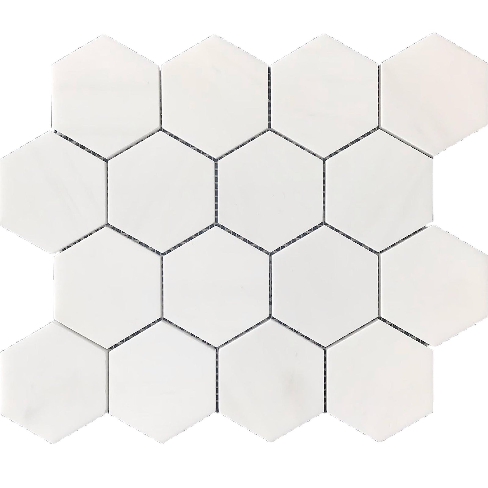 Glacier White Hexagon 3'' Honed Mosaic Mosaic 