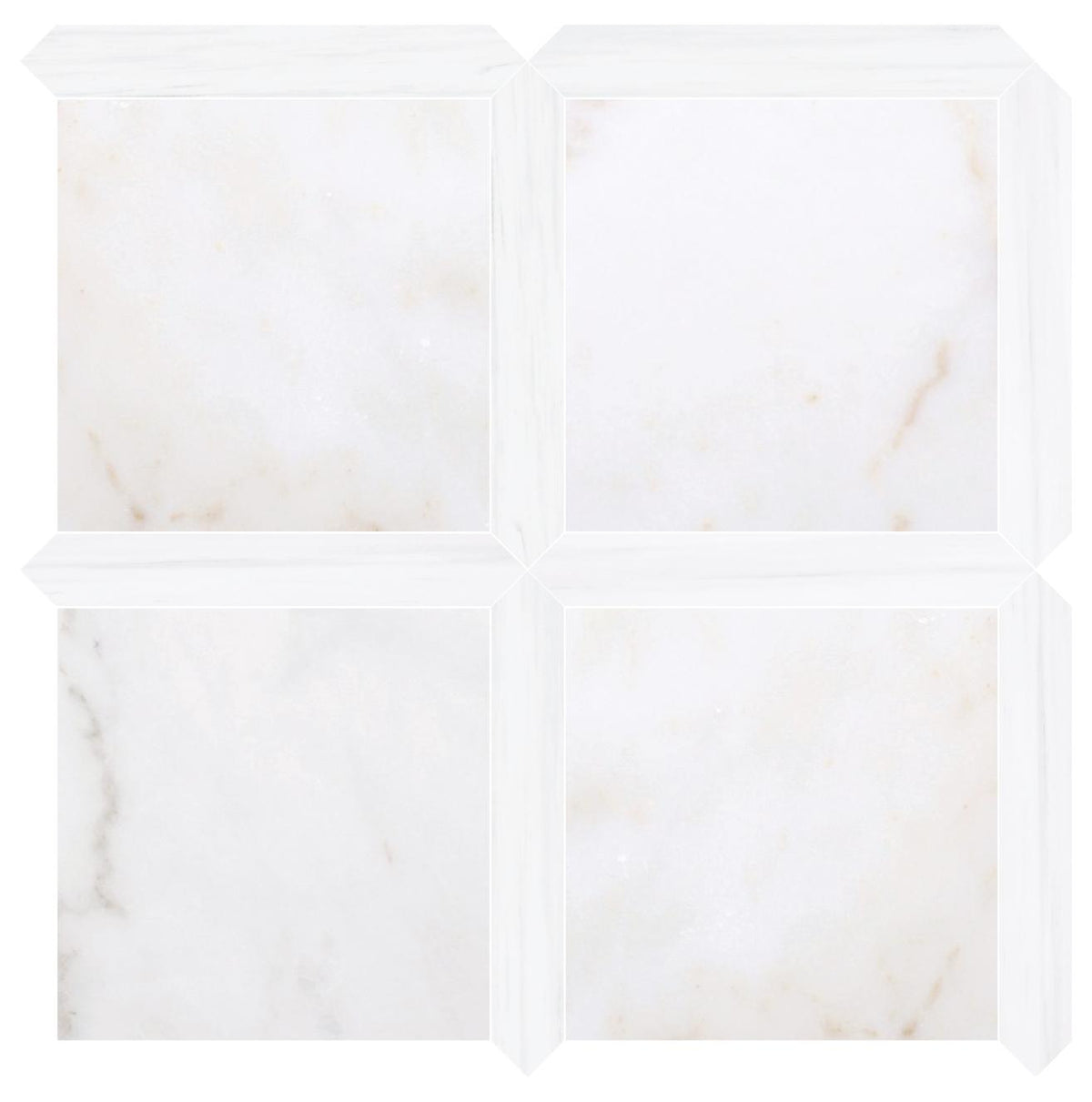 Afyon Sugar Honed 12&#39;&#39; x 12&#39;&#39;  x 3/8&#39;&#39; Field Tile &amp; Glacier White Honed Picket 2&#39;&#39;x12&#39;&#39; 3/8&#39;&#39; Field Tile | Picket Square