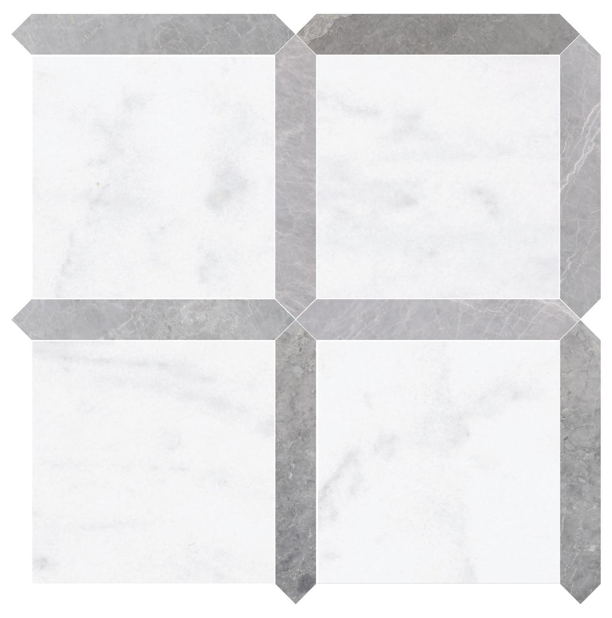 Alba Vera Honed 12&#39;&#39; x 12&#39;&#39;  x 3/8&#39;&#39; Field Tile &amp; Earth Grey Honed Picket 2&#39;&#39;x12&#39;&#39; 3/8&#39;&#39; Field Tile | Picket Square