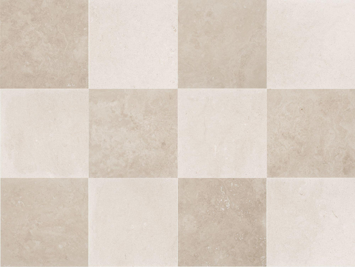 Classic Light CC Honed &amp; Simena Honed 12&#39;&#39; x 12&#39;&#39;  x 3/8&#39;&#39; Checker Board Field Tile