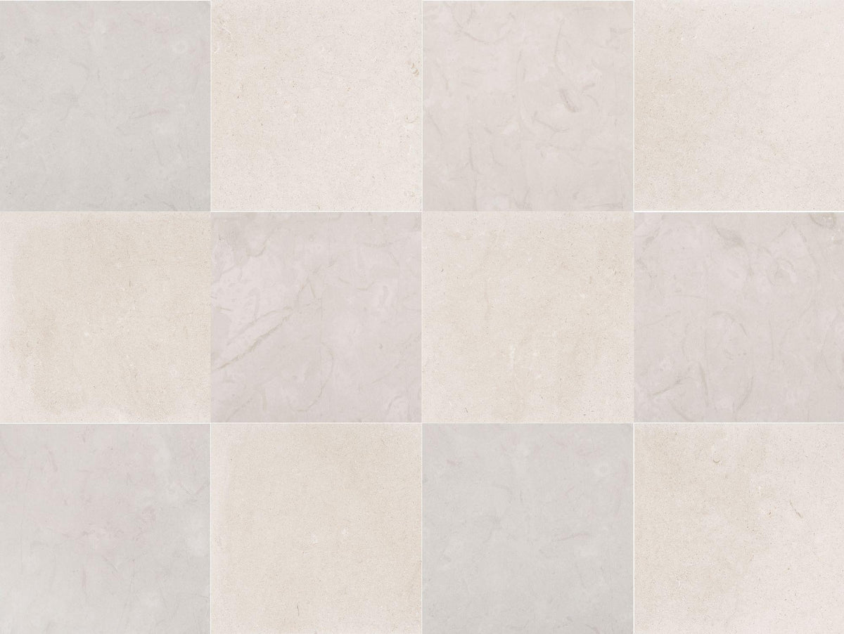 Aero Cream Honed &amp; Simena Honed 18&#39;&#39; x 18&#39;&#39;  x 1/2&#39;&#39; Checker Board Field Tile