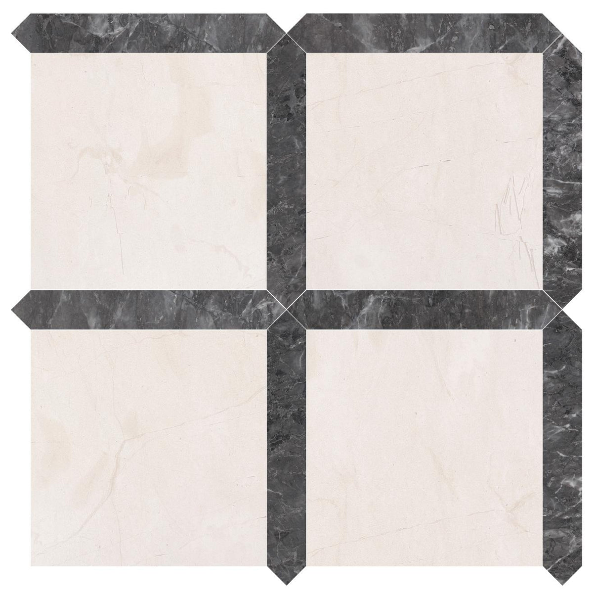 Aero Cream Honed 12&#39;&#39; x 12&#39;&#39;  x 3/8&#39;&#39; Field Tile &amp; Lovina Grey Honed Picket 2&#39;&#39;x12&#39;&#39; 3/8&#39;&#39; Field Tile | Picket Square