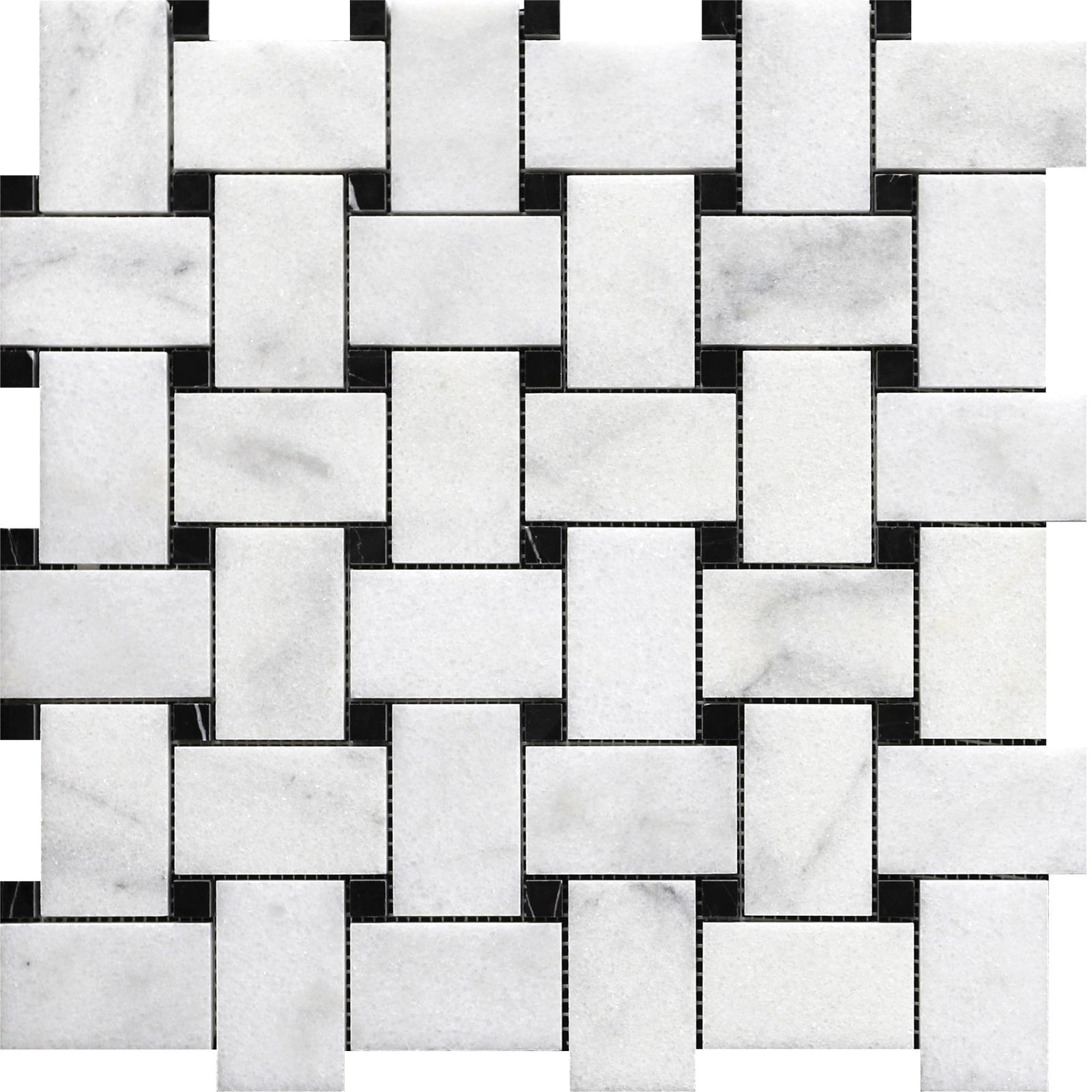 Alba Vera & Black Silk Basketweave Polished Mosaic Mosaic 