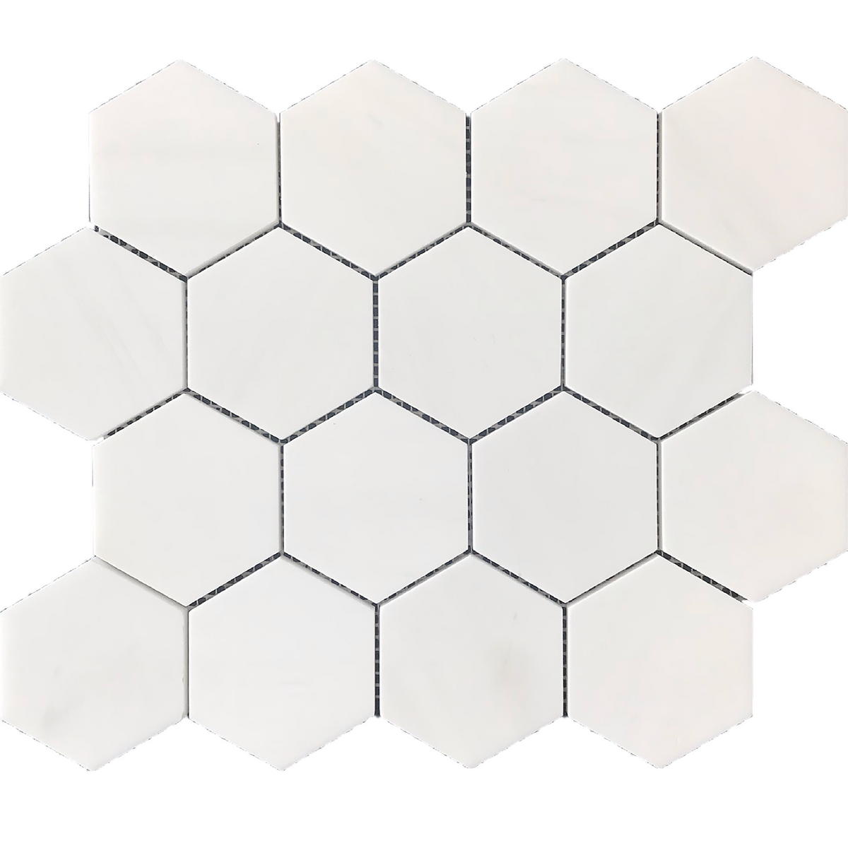 Glacier White Hexagon 3'' Honed Mosaic