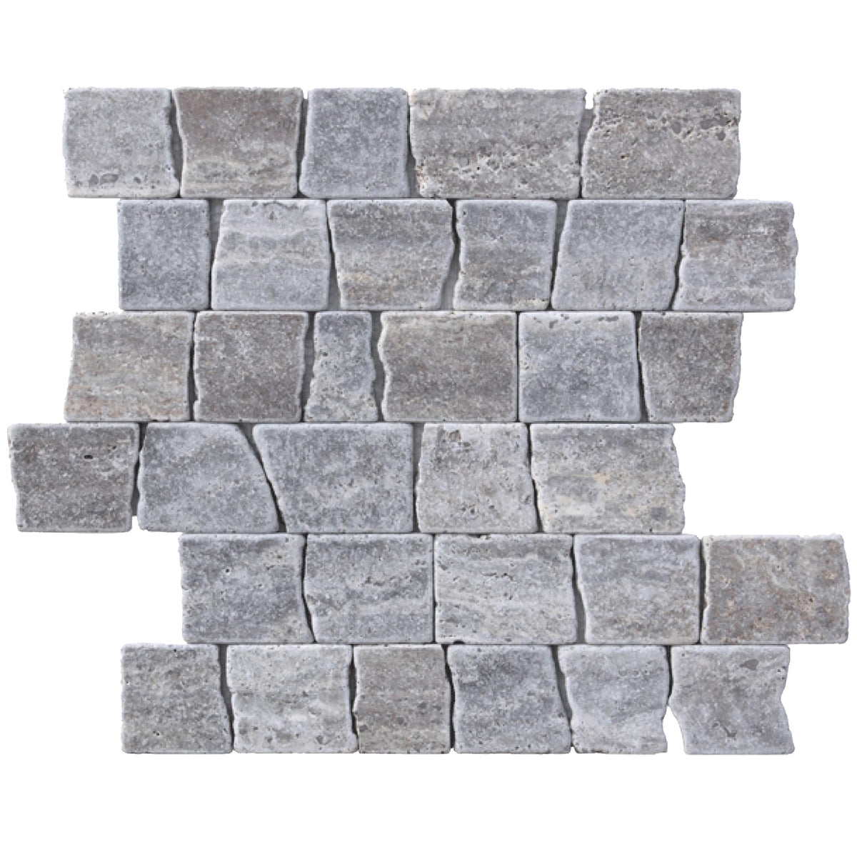 Silver Rustic CC Gris Ossido Tumbled Mosaic