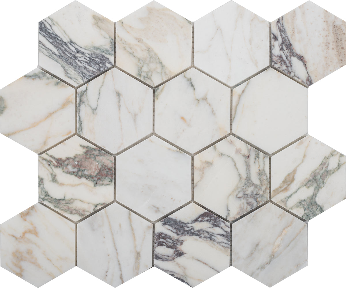 Calacatta Monet Hexagon 3'' Honed Mosaic Building Materials 