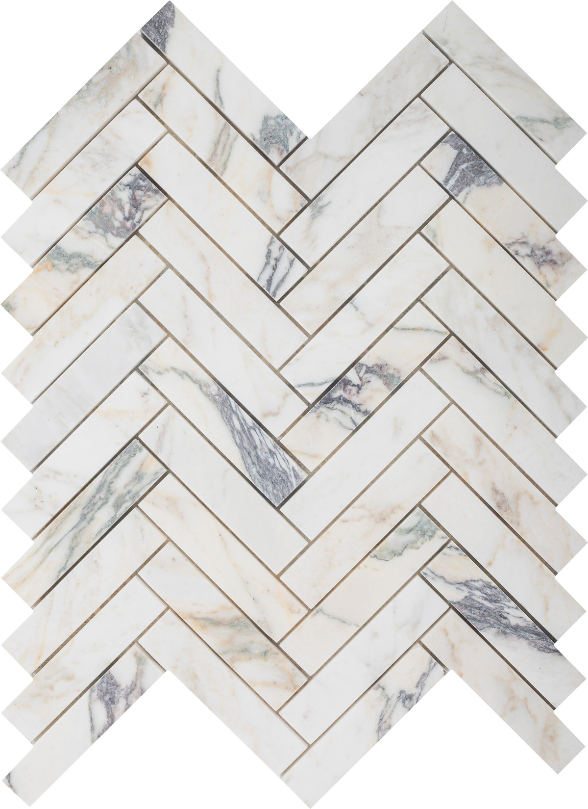 Calacatta Monet Herringbone 1''x4'' Honed Mosaic Building Materials 