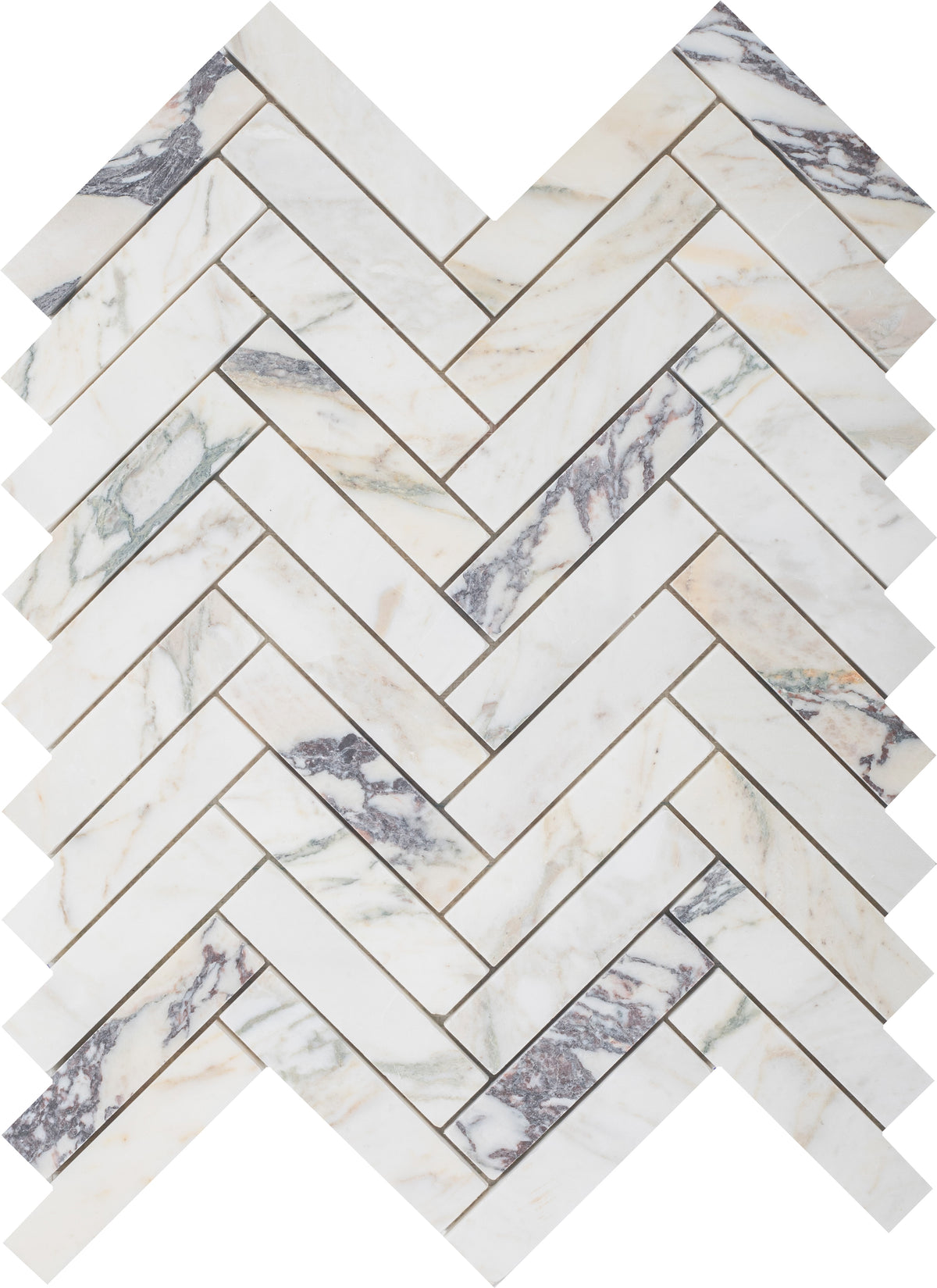 Calacatta Monet Herringbone 1''x4'' Honed Mosaic Building Materials 