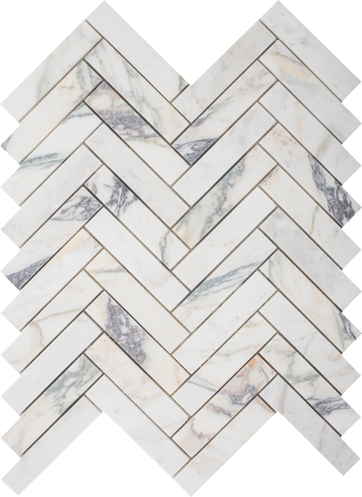 Calacatta Monet Herringbone 1''x4'' Honed Mosaic Building Materials 