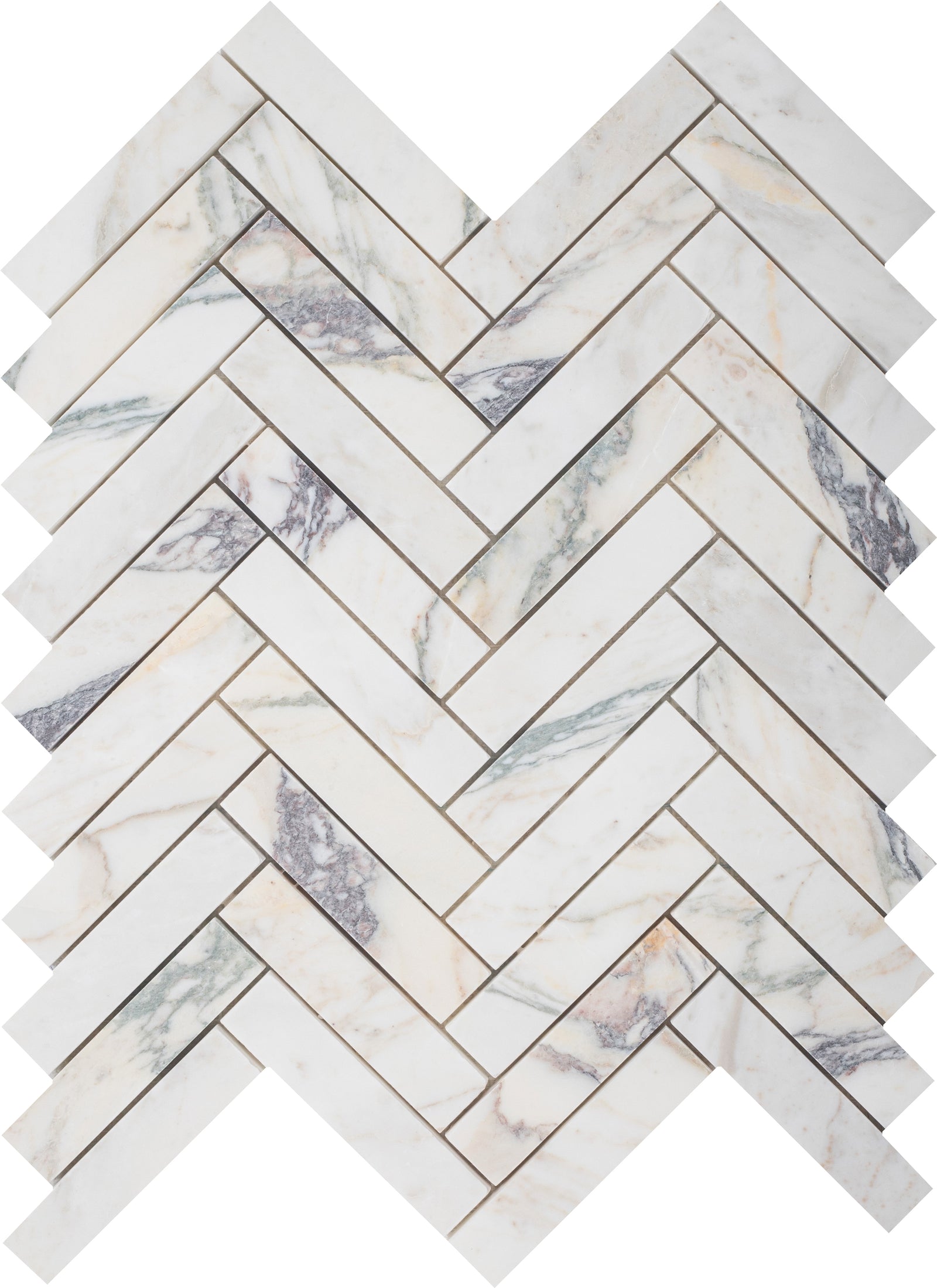 Calacatta Monet Herringbone 1''x4'' Honed Mosaic Building Materials 