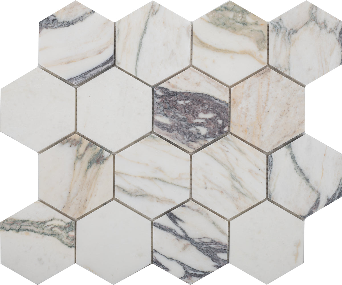 Calacatta Monet Hexagon 3'' Honed Mosaic Building Materials 