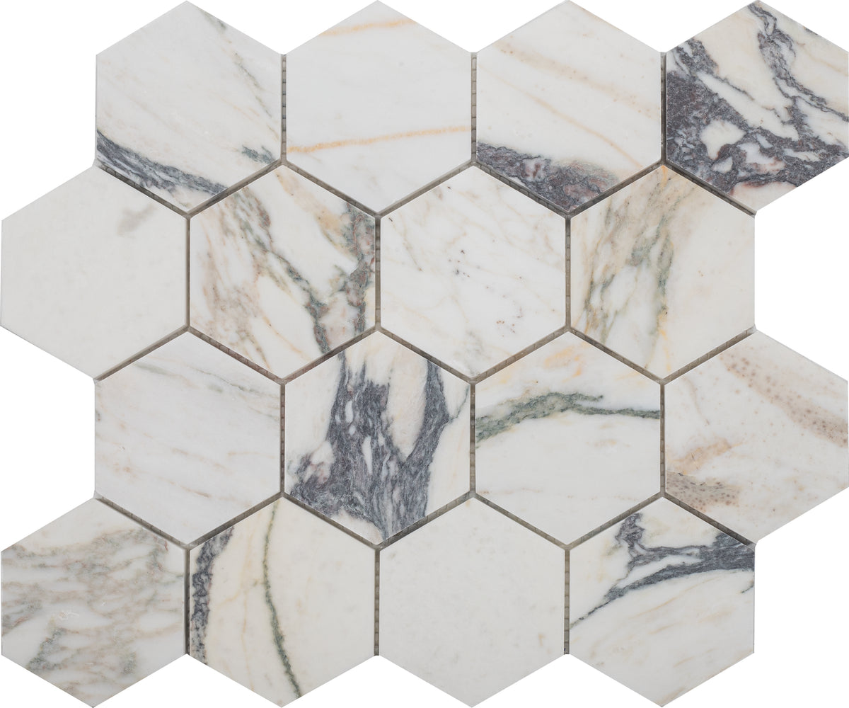 Calacatta Monet Hexagon 3'' Honed Mosaic Building Materials 