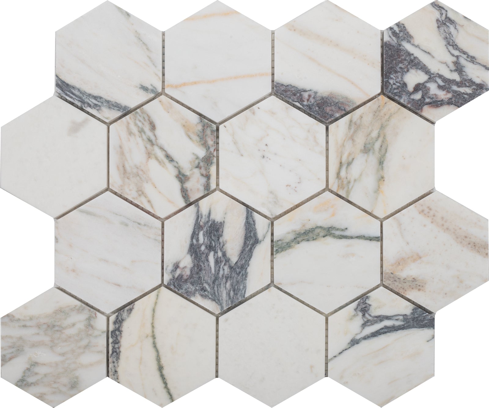 Calacatta Monet Hexagon 3'' Honed Mosaic Building Materials 