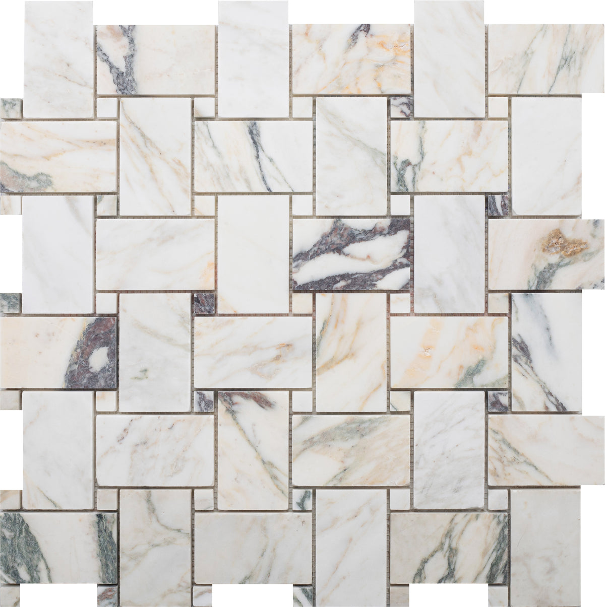 Calacatta Monet Large Basketweave Honed Mosaic
