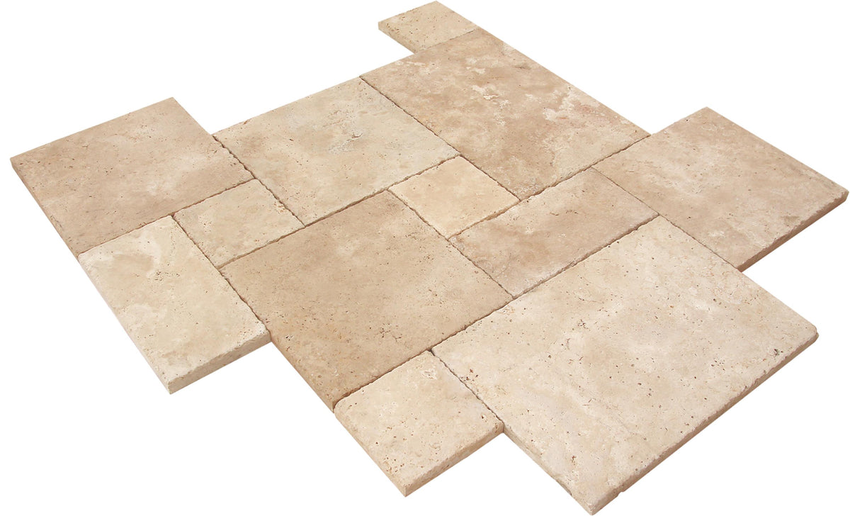 Cream Misto French Pattern 8&#39;&#39;x8&#39;&#39;, 8&#39;&#39;x16&#39;&#39;, 16&#39;&#39;x16&#39;&#39;, 16&#39;&#39;x24&#39;&#39; Brushed and Chiseled Field Tile