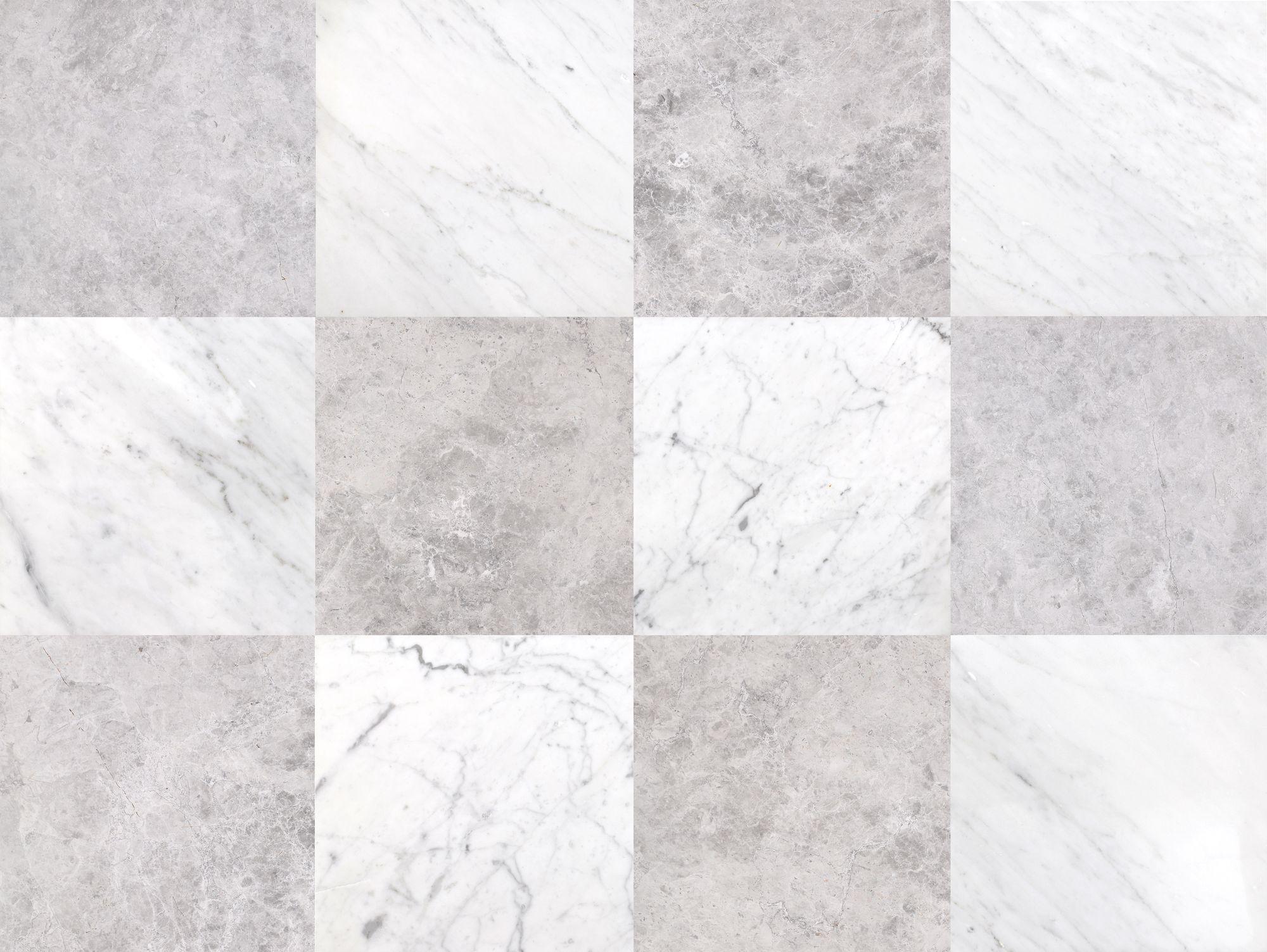 Stone Checker Pattern Altura Stone and TileBianco Carrara Honed & Tundra Grey Honed 12'' x 12 ...