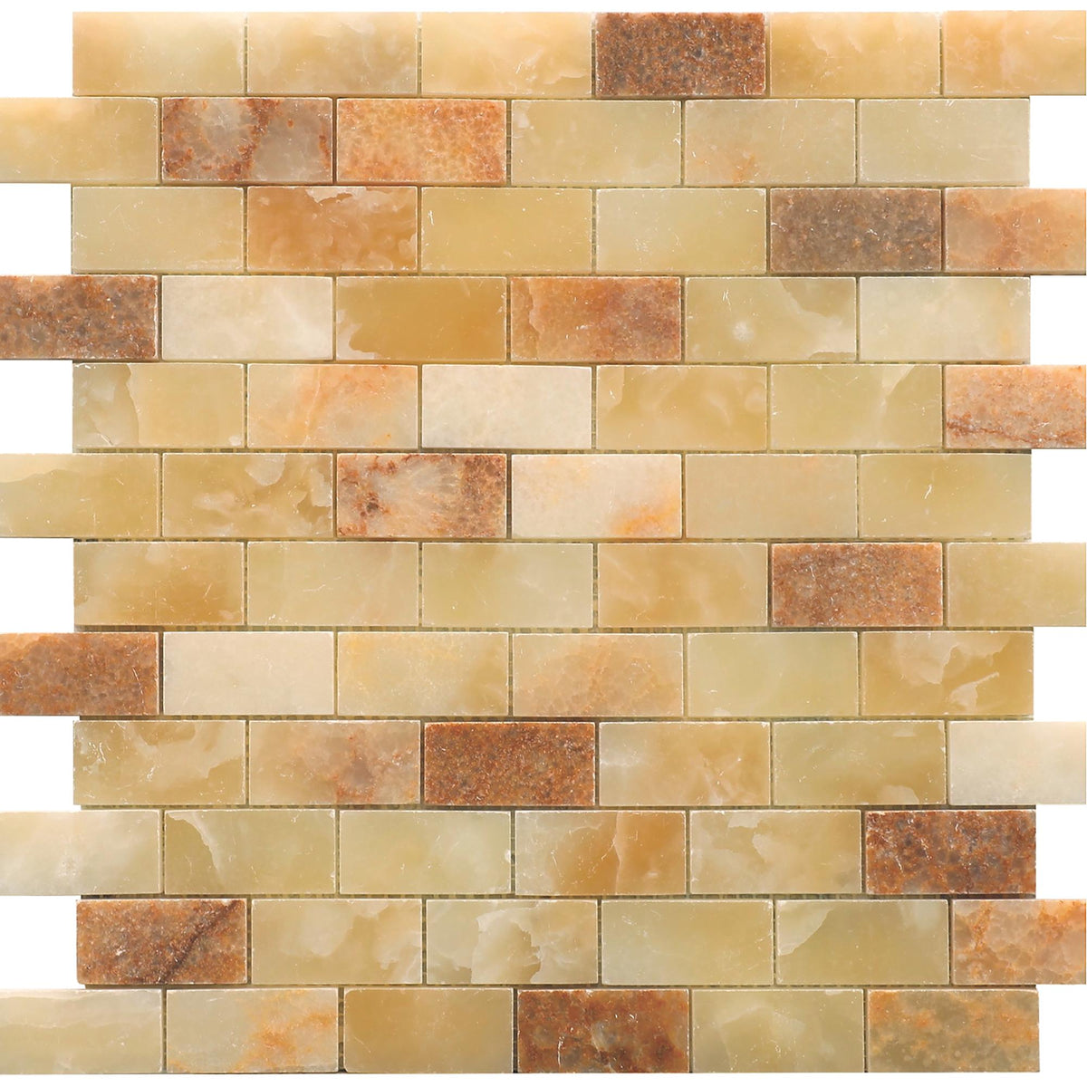 Amber Onyx 1&#39;&#39;x2&#39;&#39; Polished Mosaic Mosaic Amber Onyx 1&#39;&#39;x2&#39;&#39; Limestone Mosaic