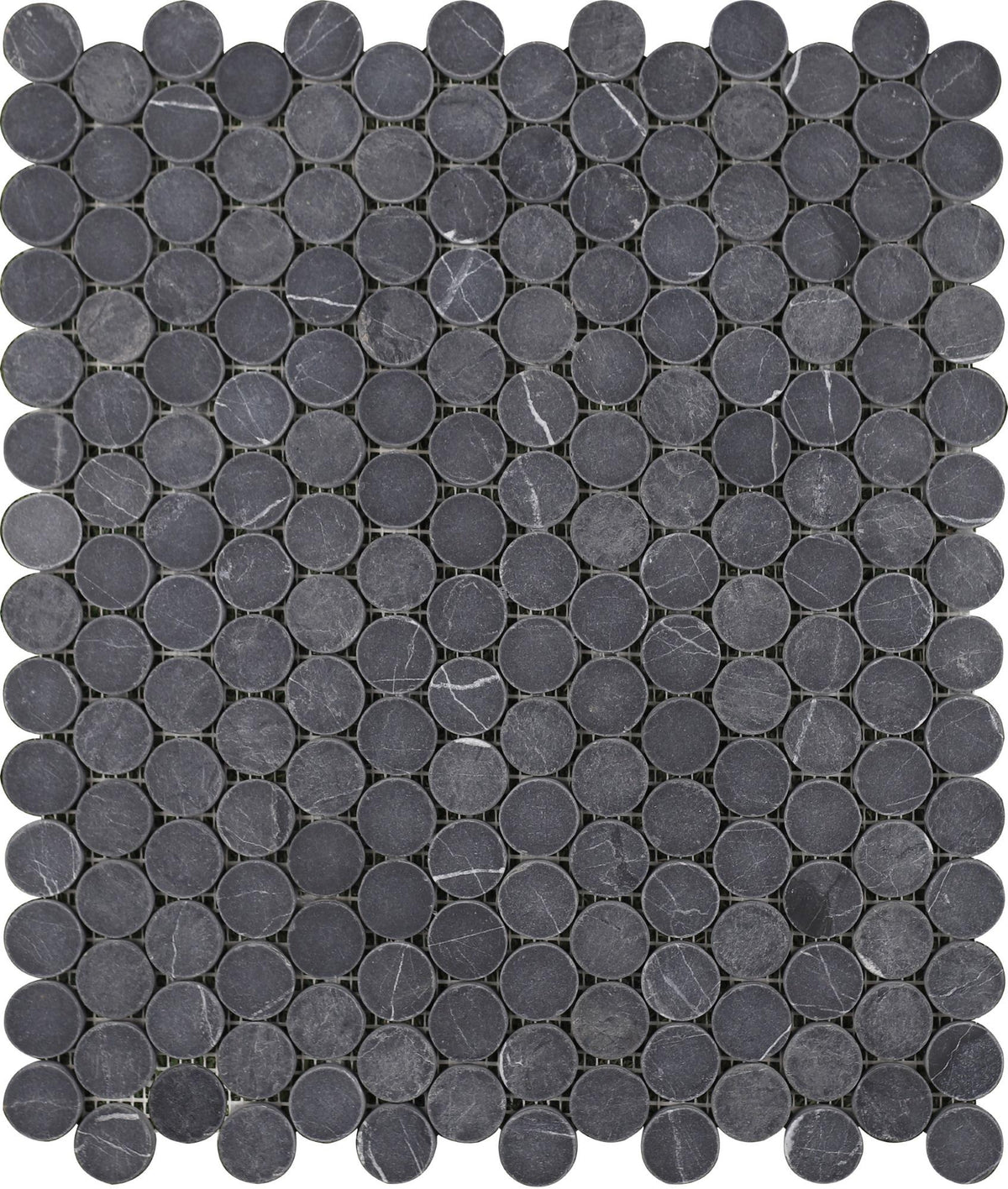 Black Silk Penny Round Tumbled Mosaic