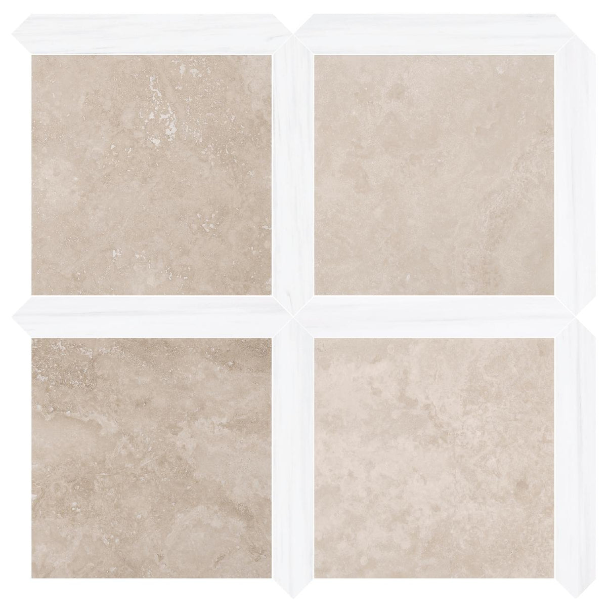 Classic Light CC Honed 12&#39;&#39; x 12&#39;&#39;  x 3/8&#39;&#39; Field Tile &amp; Glacier White Honed Picket 2&#39;&#39;x12&#39;&#39; 3/8&#39;&#39; Field Tile | Picket Square