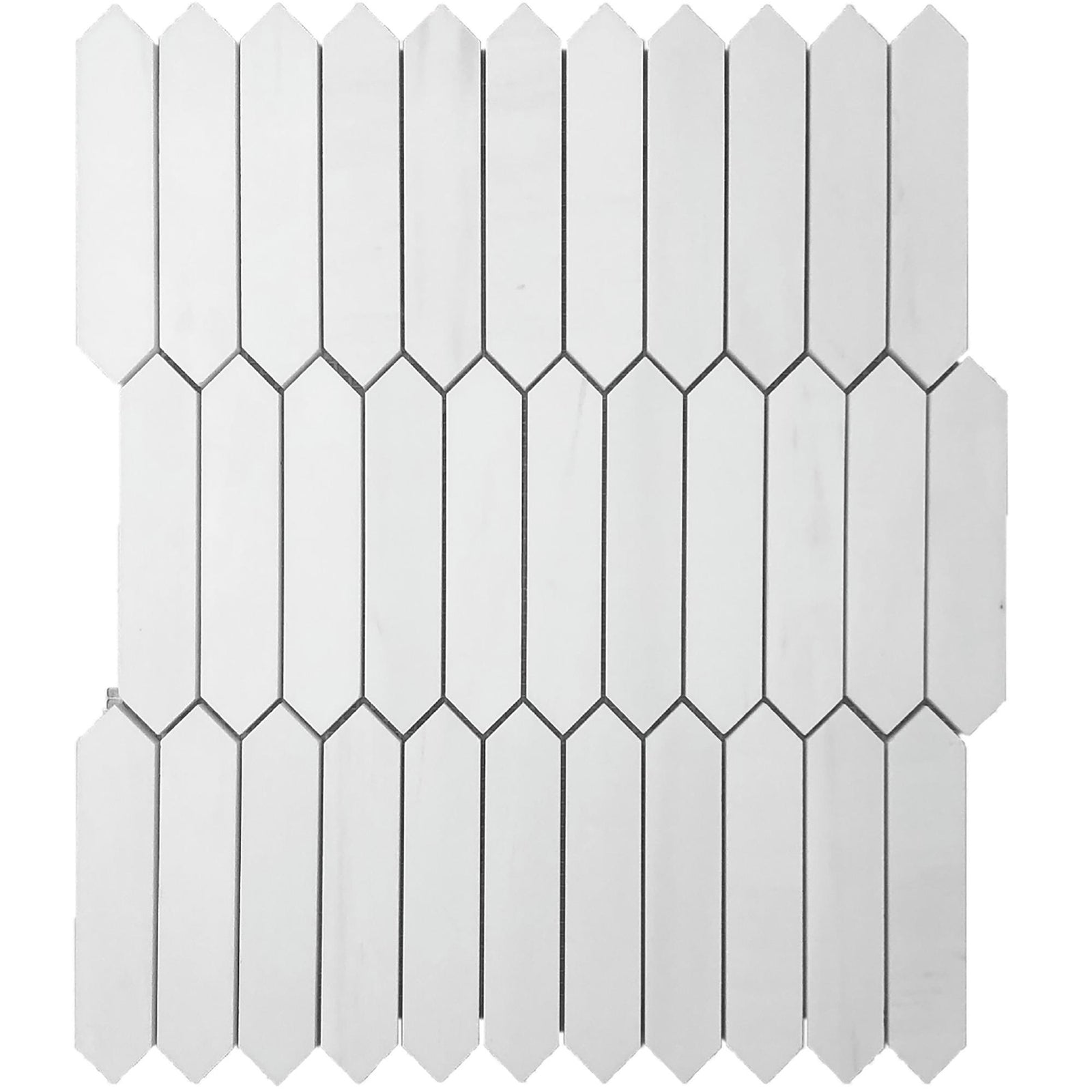 Glacier White Picket 1''x4'' Honed Mosaic Mosaic Glacier White Picket 1''x4'' Limestone Mosaic