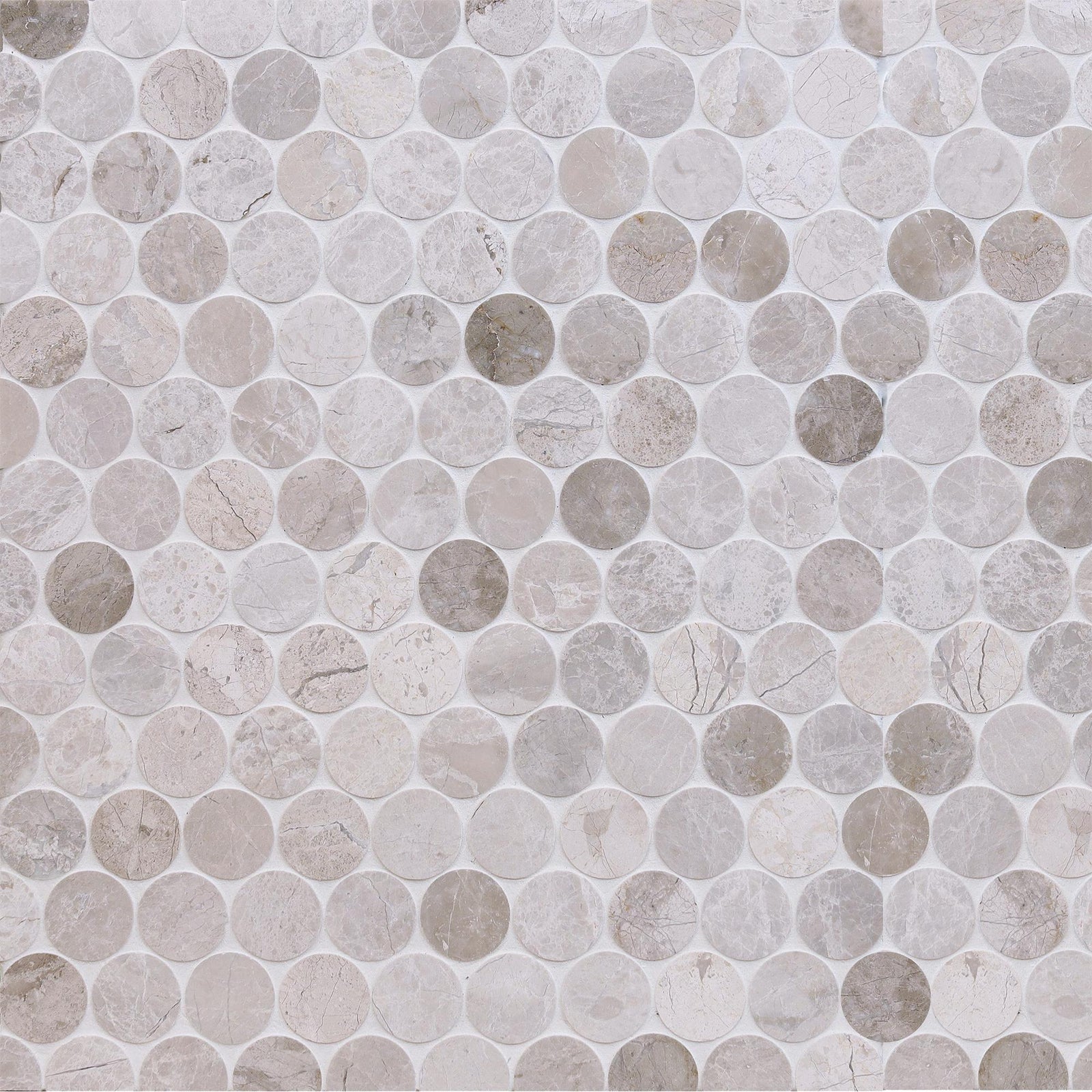 Cream Misto & Vanillish Pearl Penny Round Honed Mosaic Mosaic 