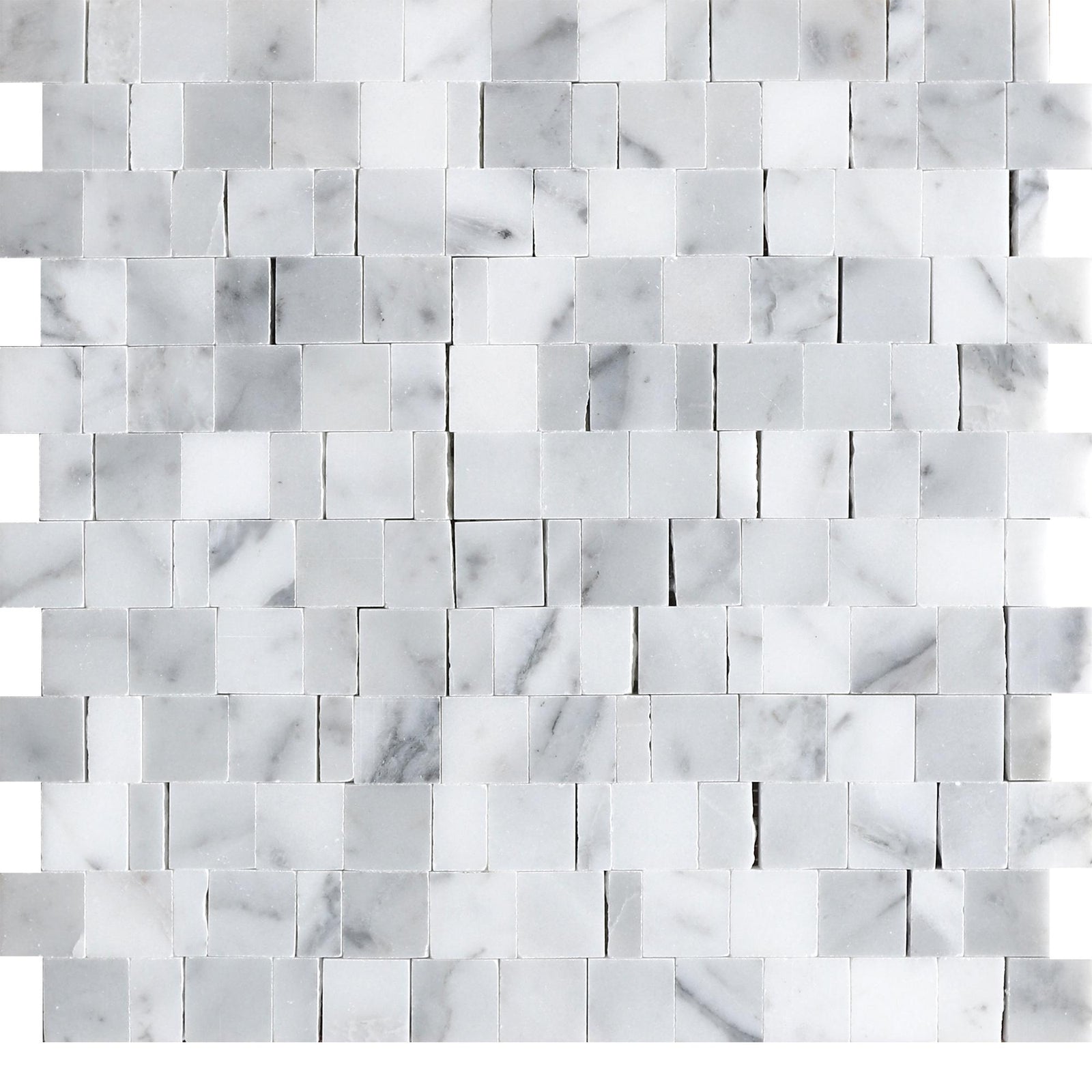 Statuario Broken Joint 004 Honed Mosaic Mosaic 