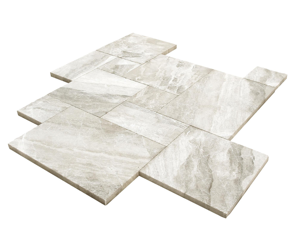 Cream Misto French Pattern 8&#39;&#39;x8&#39;&#39;, 8&#39;&#39;x16&#39;&#39;, 16&#39;&#39;x16&#39;&#39;, 16&#39;&#39;x24&#39;&#39; Brushed and Chiseled Paver Paver 