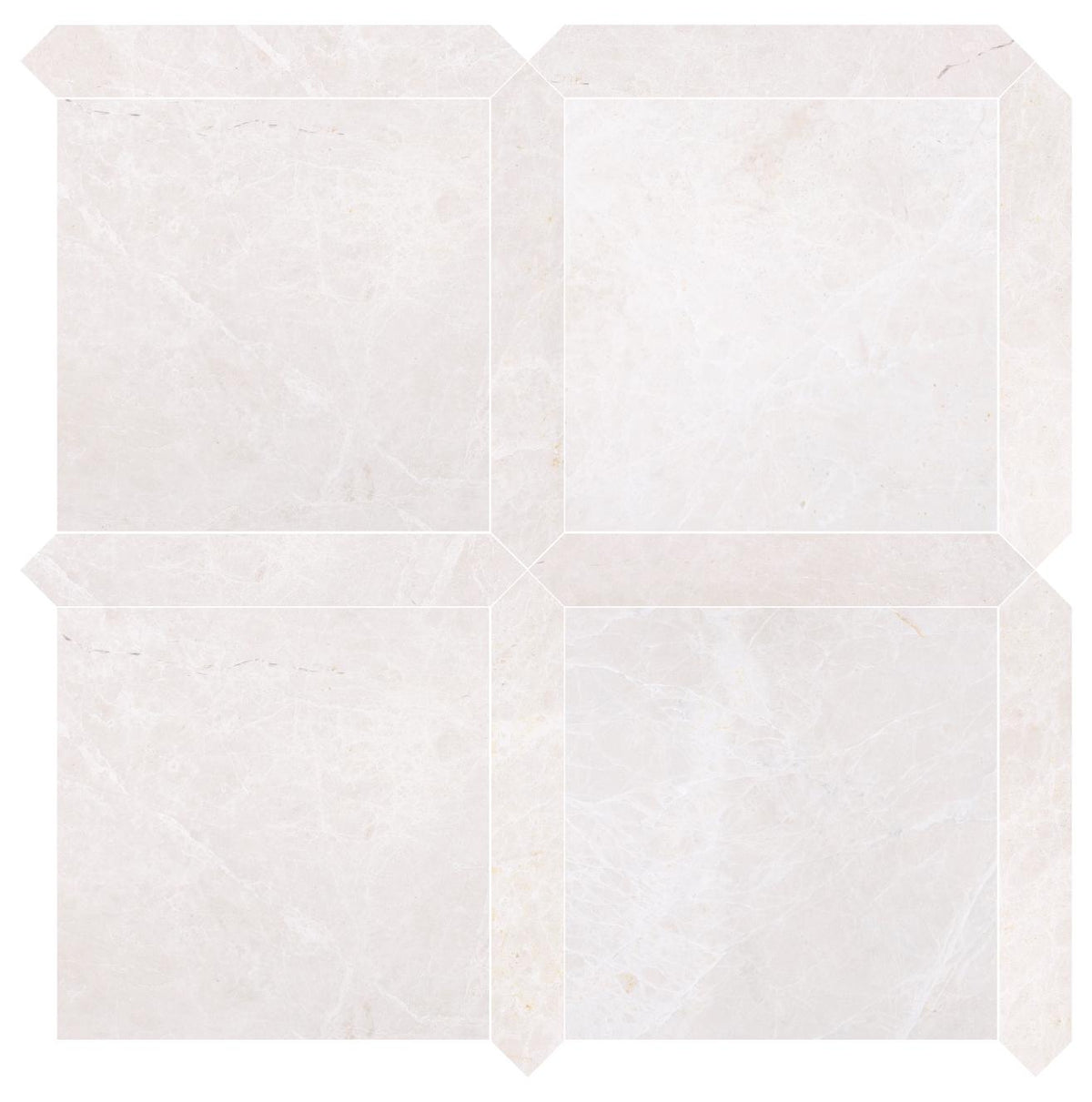 Moon Cream Honed 12&#39;&#39; x 12&#39;&#39;  x 3/8&#39;&#39; Field Tile &amp; Vanillish Pearl Honed Picket 2&#39;&#39;x12&#39;&#39; 3/8&#39;&#39; Field Tile | Picket Square