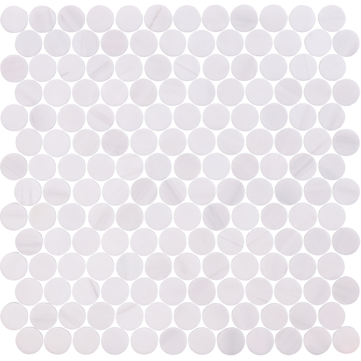 Glacier White Penny Round Honed Mosaic