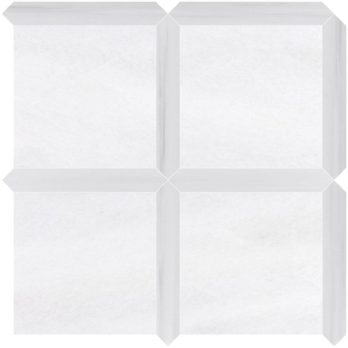 Afyon White Honed 12&#39;&#39; x 12&#39;&#39;  x 3/8&#39;&#39; Field Tile &amp; Glacier White Honed Picket 2&#39;&#39;x12&#39;&#39; 3/8&#39;&#39; Field Tile | Picket Square