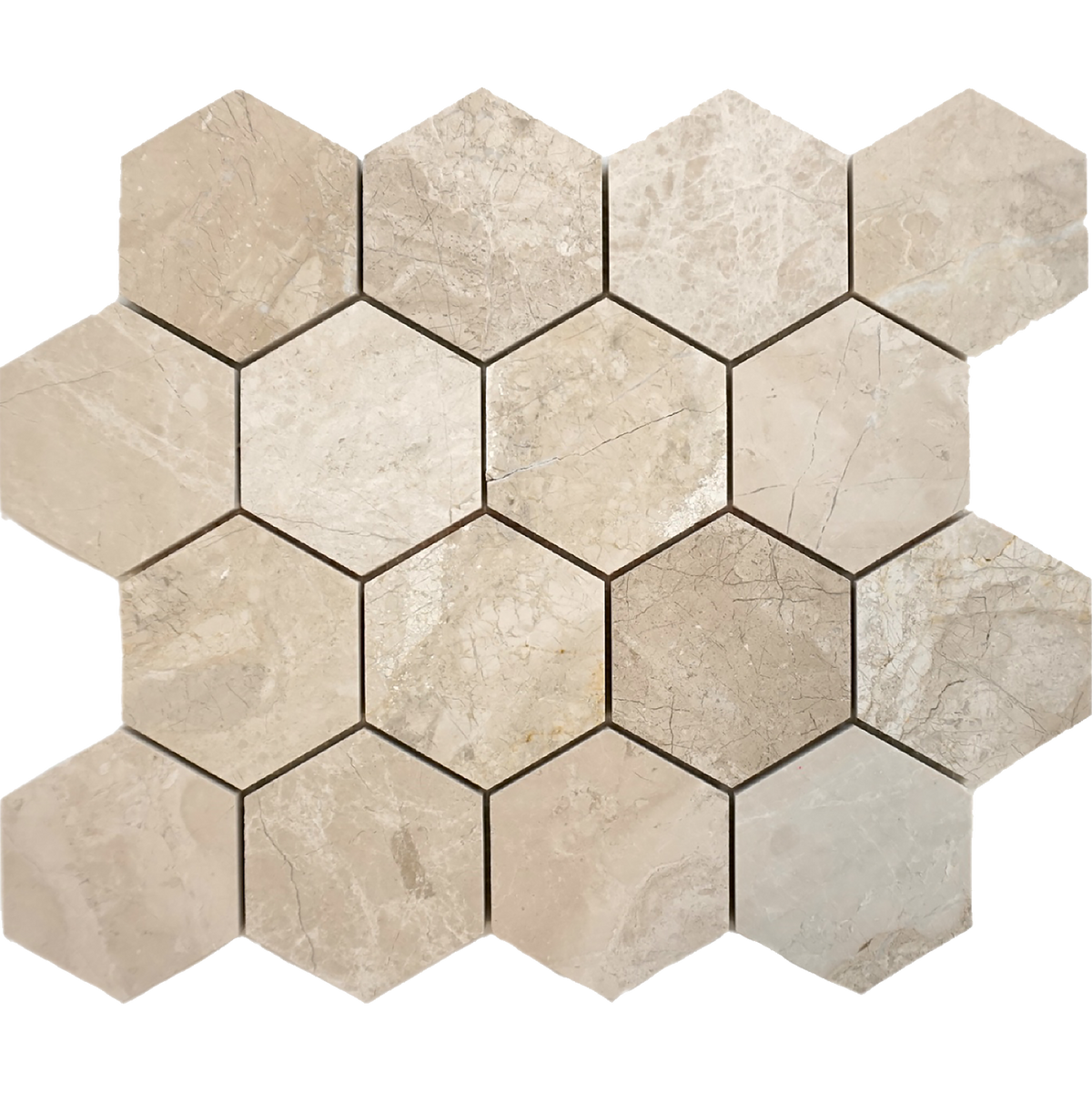 Cream Misto Hexagon 3'' Honed Mosaic