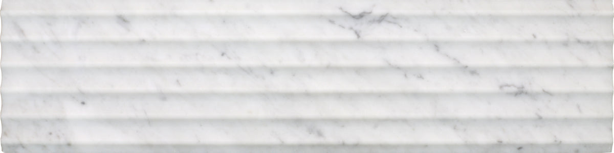 Bianco Carrara Honed Flute-In 6'' x 24''  x 3/8'' Field Tile
