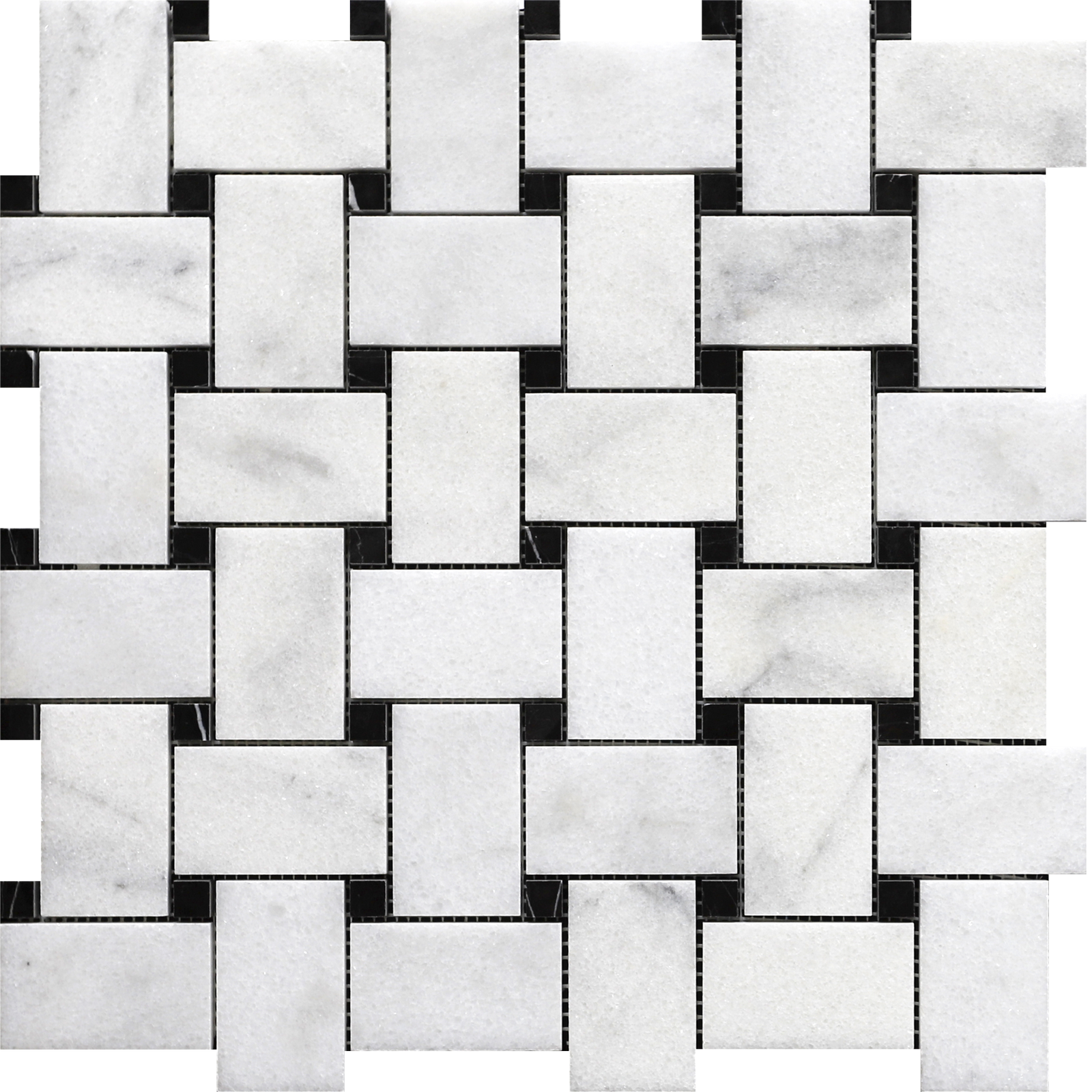 Alba Vera & Black Silk Basketweave Polished Mosaic Building Materials 