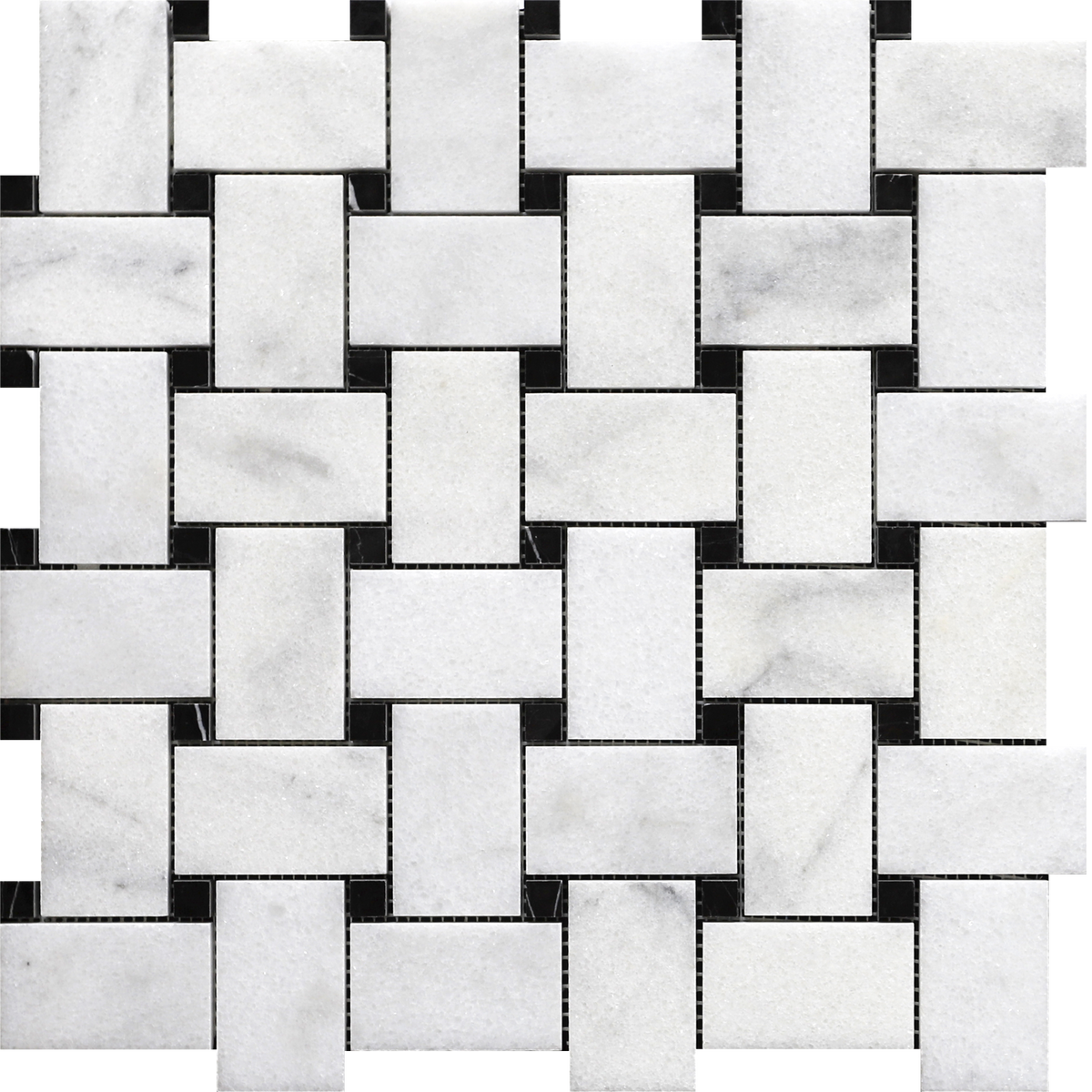 Alba Vera & Black Silk Basketweave Polished Mosaic Building Materials 
