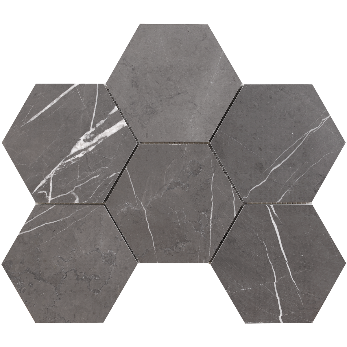 Mount Grey Plain Hexagon 5'' Honed Mosaic