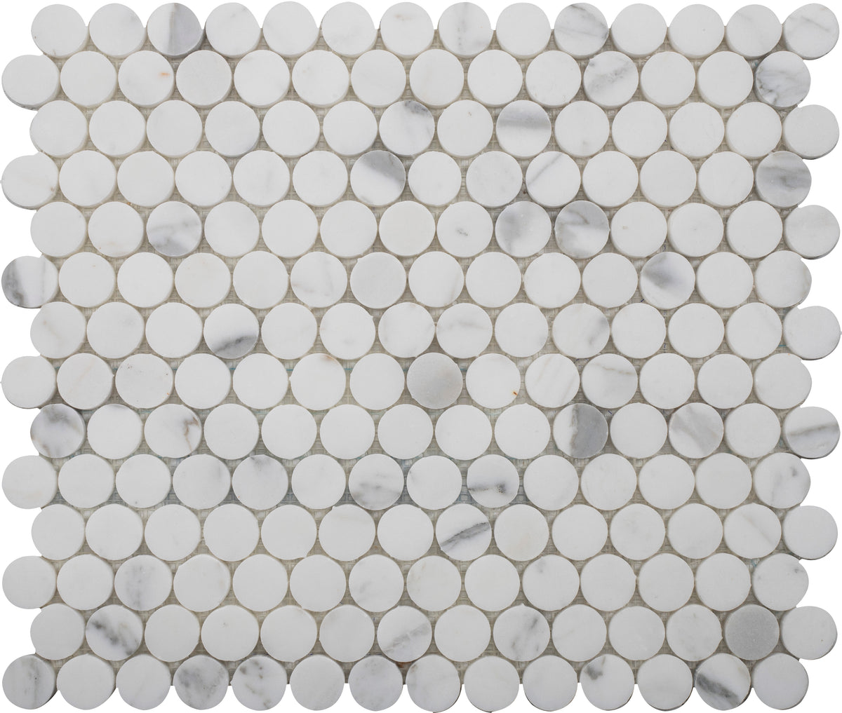 Statuario Extra Penny Round Honed Mosaic