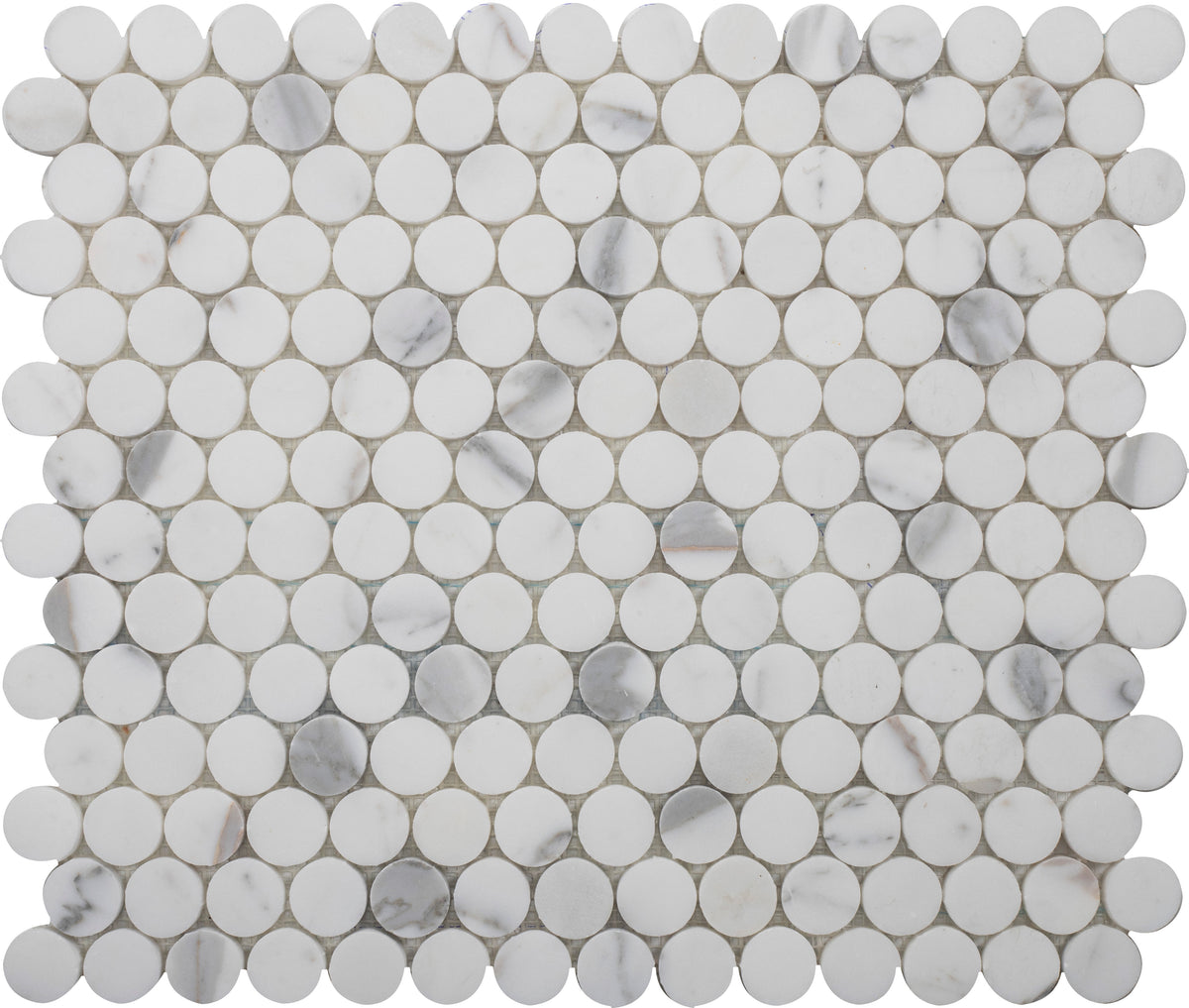 Statuario Extra Penny Round Honed Mosaic Building Materials Statuario Extra Penny Round  Marble Mosaic