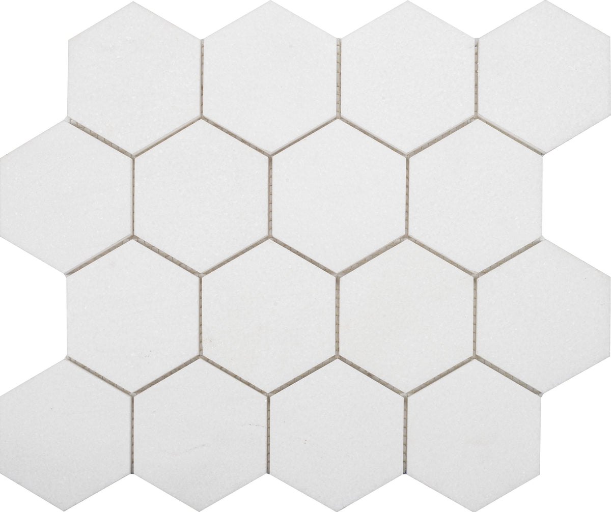 Thassos Hexagon 3'' Honed Mosaic Building Materials 