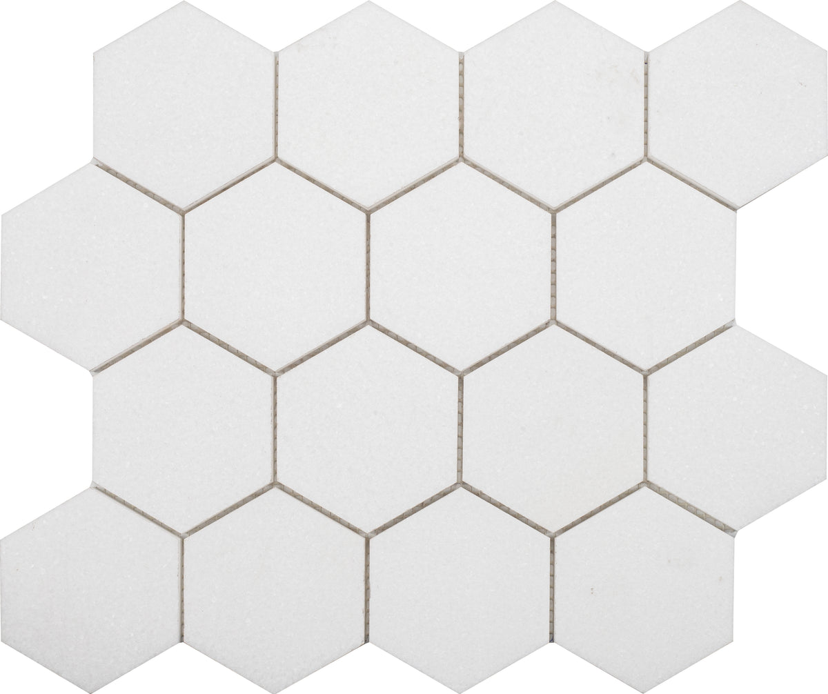 Thassos Hexagon 3'' Honed Mosaic Building Materials 